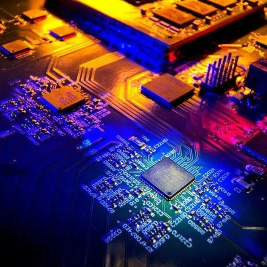 Close-up of a computer circuit board with a processor